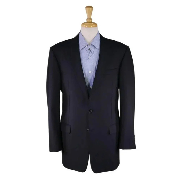 Hickey-Freeman Solid Navy Blue Super 130's Loro Piana Wool 2-Btn Blazer 42R